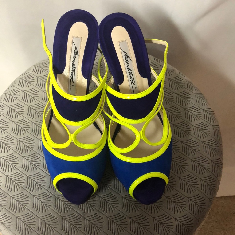 Brian Atwood neon platforms heels